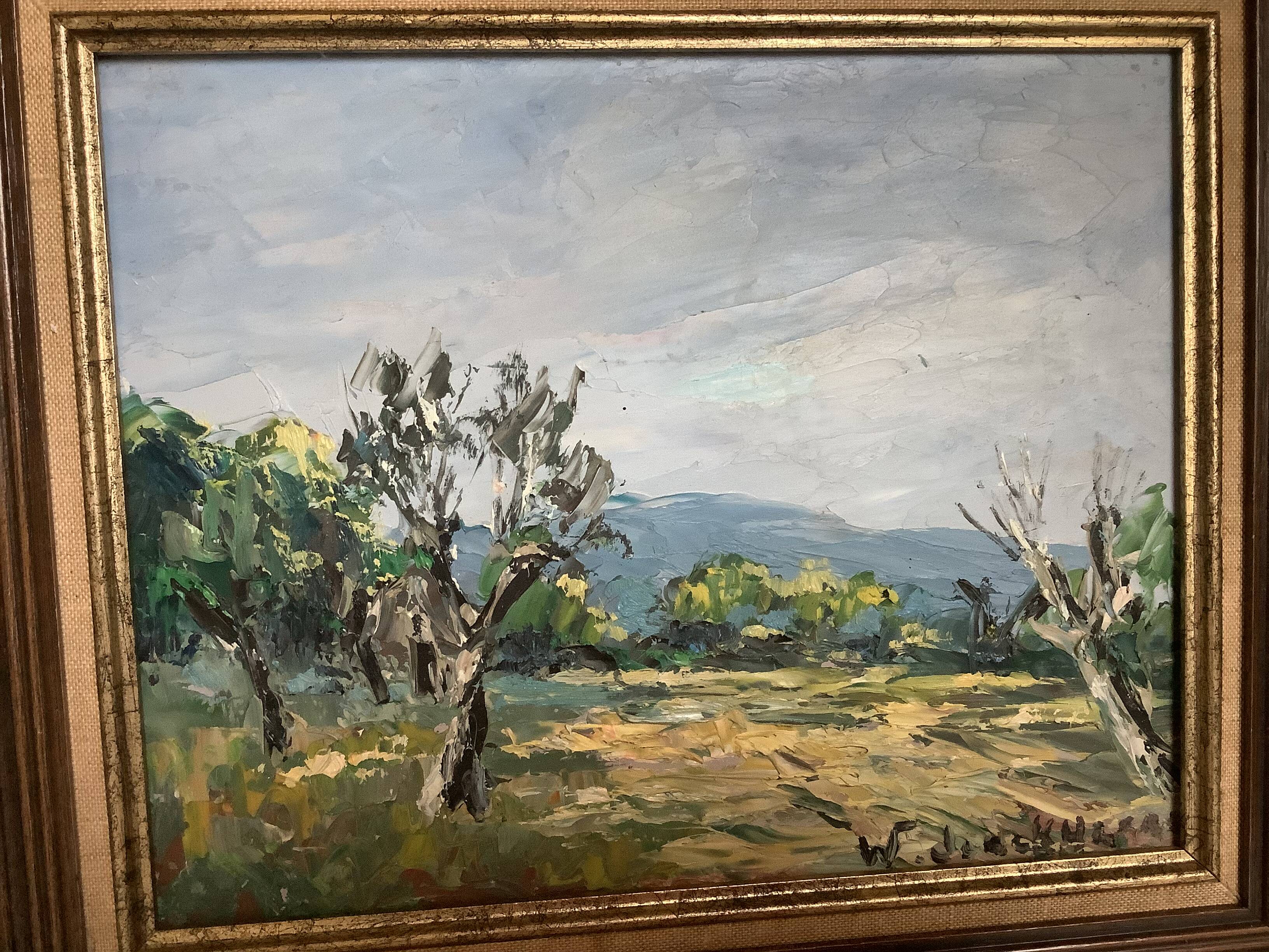 Oil painting on panel landscape