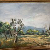 Tableau huile sur panneau paysage