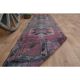1970s Vintage Turkish Handmade Wool & Cotton Purple Runner Rug 91X359