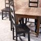 Set of 6 black brutalist chairs in solid oak
