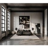 Black, oxidized aluminum table lamp, contemporary work.