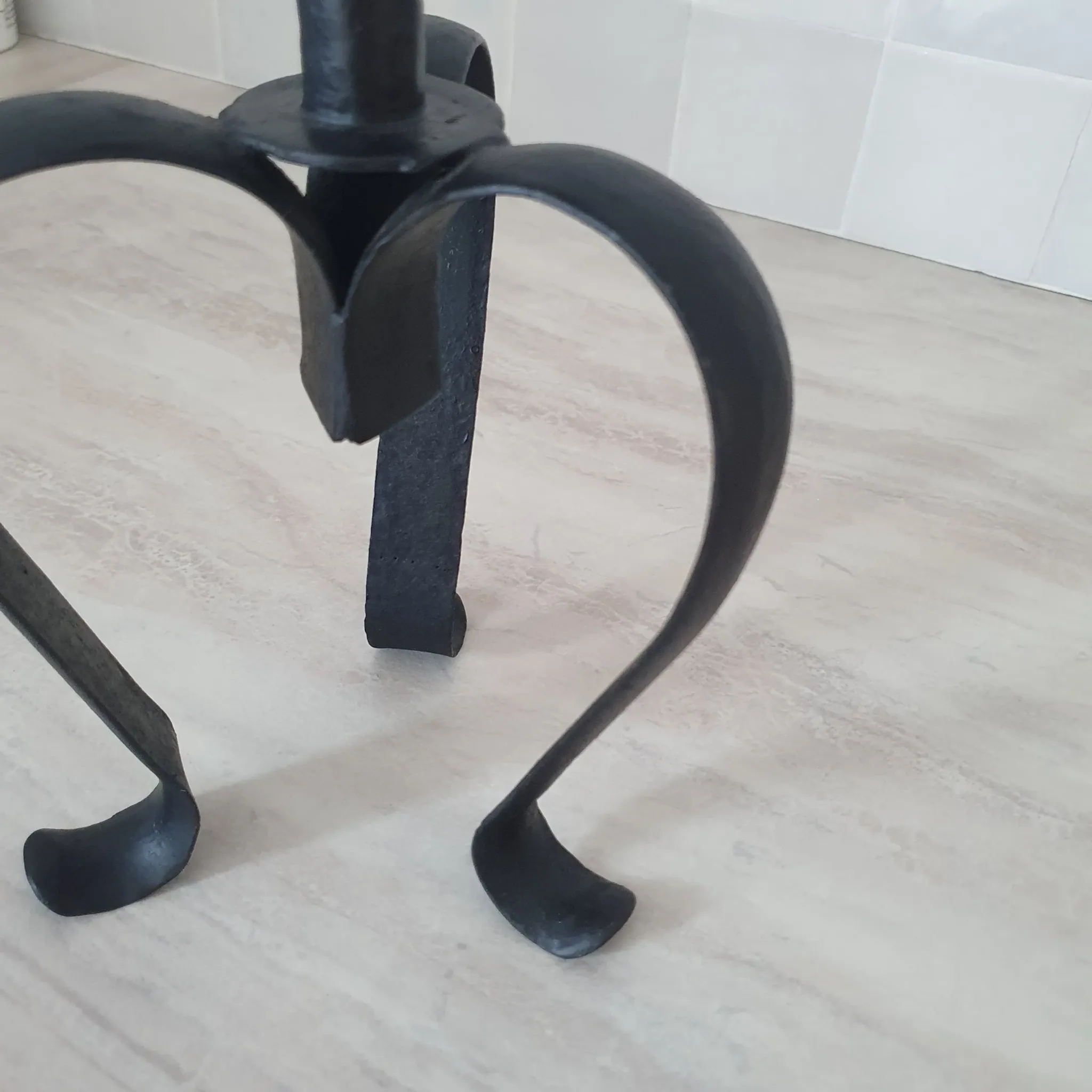 Large metal candlestick in Brutalist style