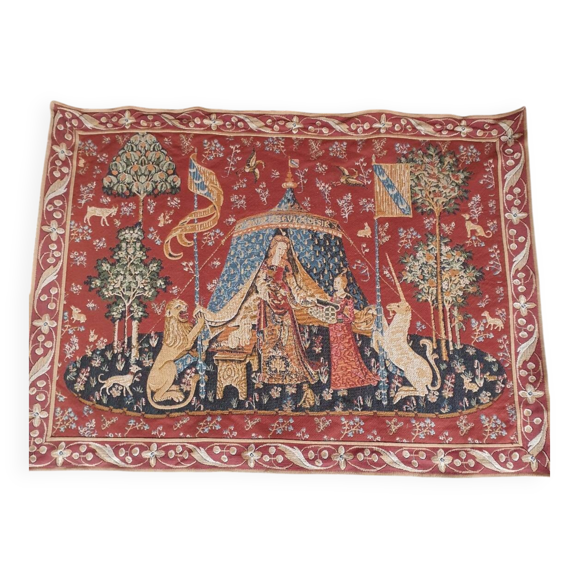 Old tapestry Lady and the Unicorn