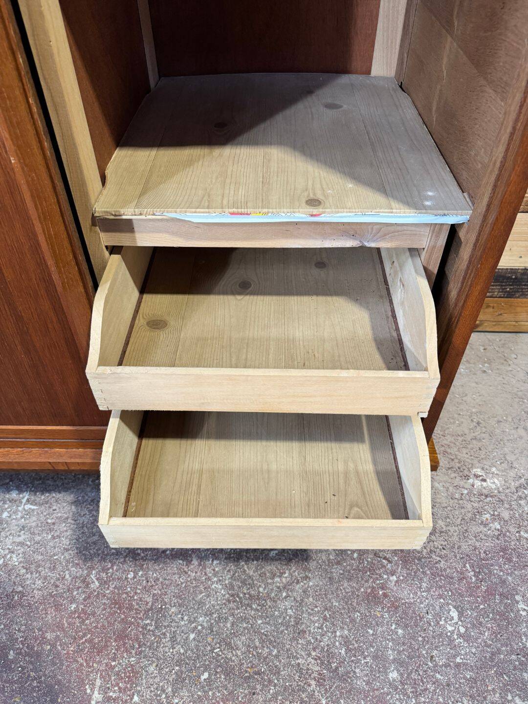 Vintage sliding door wardrobe with mirror - 1970s
