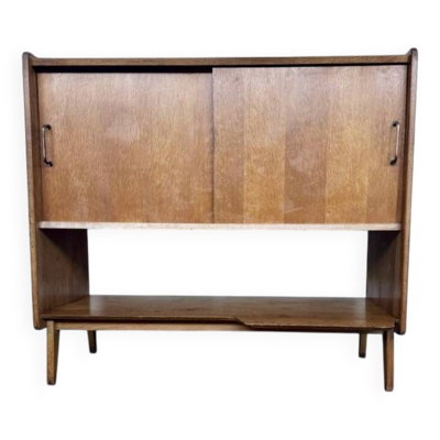 Enfilade vintage Roger Landault en bois clair à 2 portes coulissantes