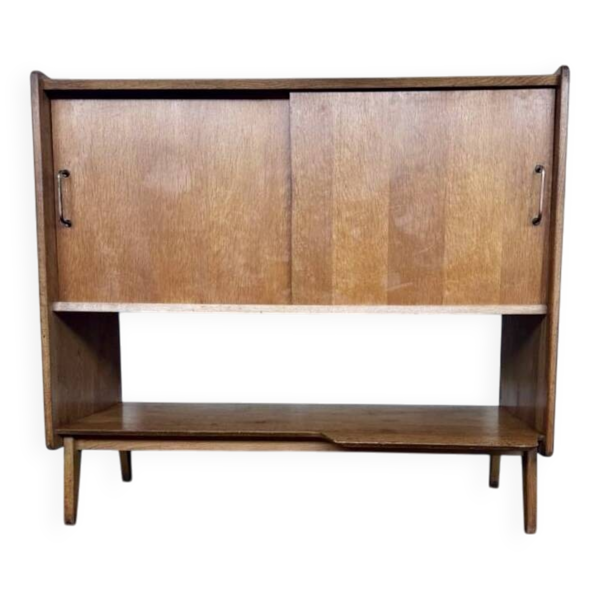 Enfilade vintage Roger Landault en bois clair à 2 portes coulissantes