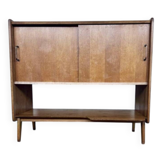 Enfilade vintage Roger Landault en bois clair à 2 portes coulissantes