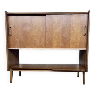 Enfilade vintage Roger Landault en bois clair à 2 portes coulissantes