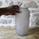 Molded pressed glass vase with geometric decoration Verrerie Legras