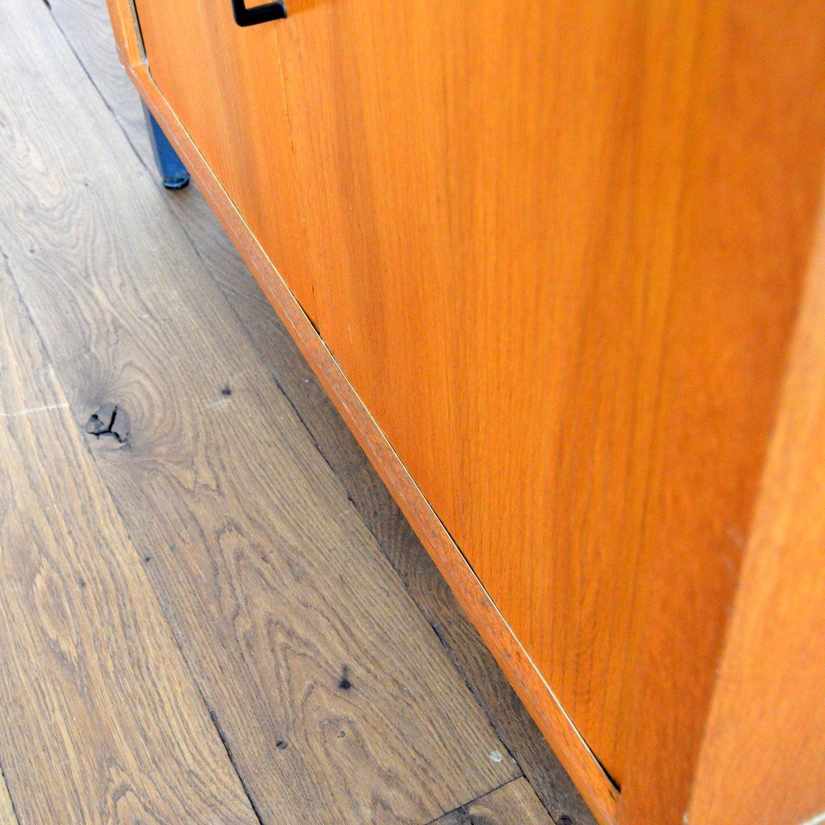 Storage cabinet with sliding curtain shutter 1950s