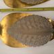 Fritz short brass and glass appliques in the shape of leaves Orrefors, 1960s