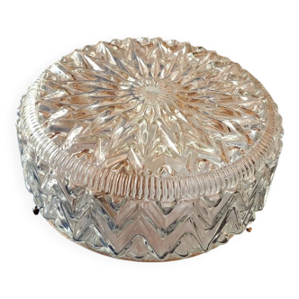Antique large ceiling light in molded pressed glass.