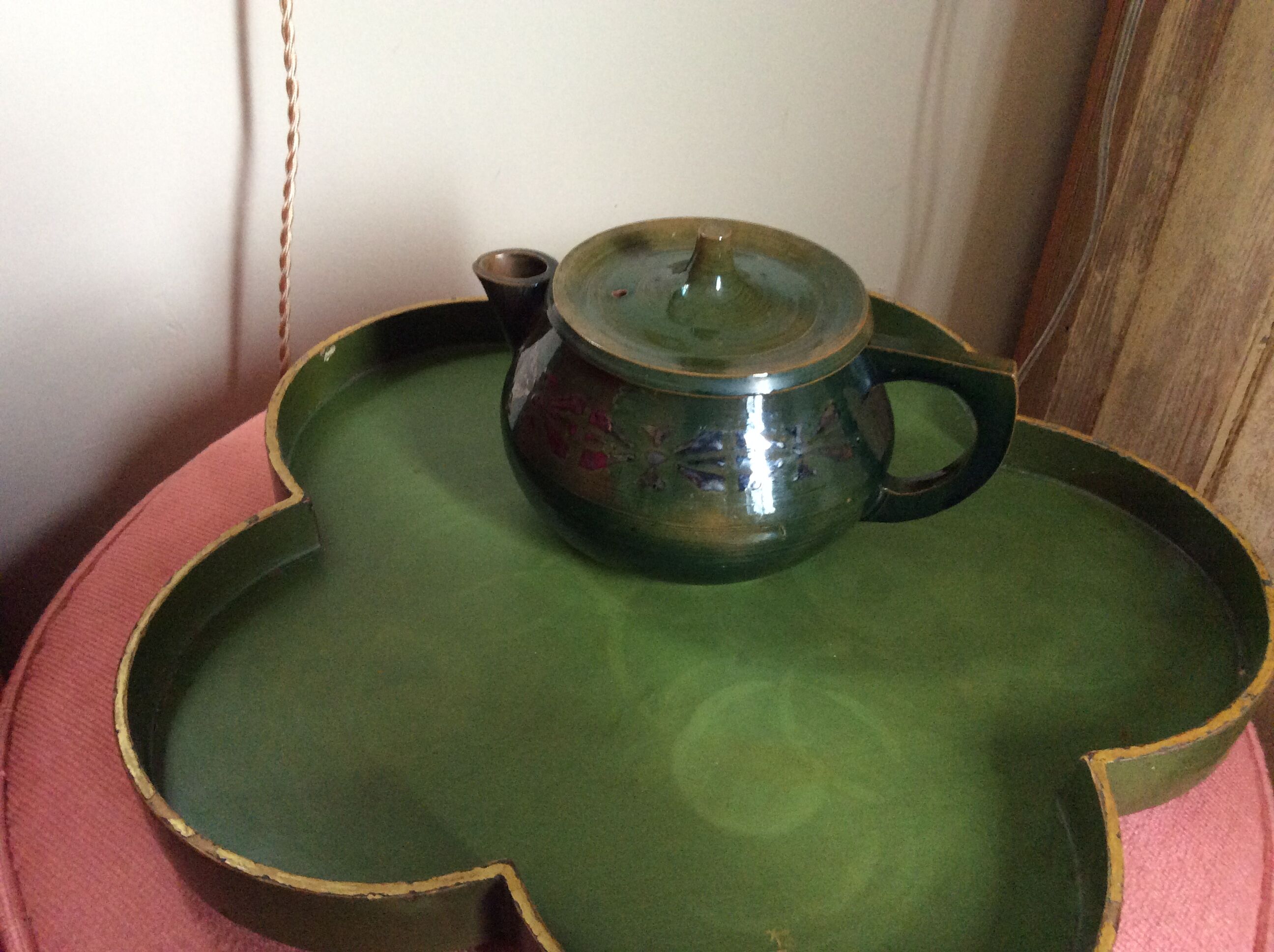 Glazed terracotta teapot