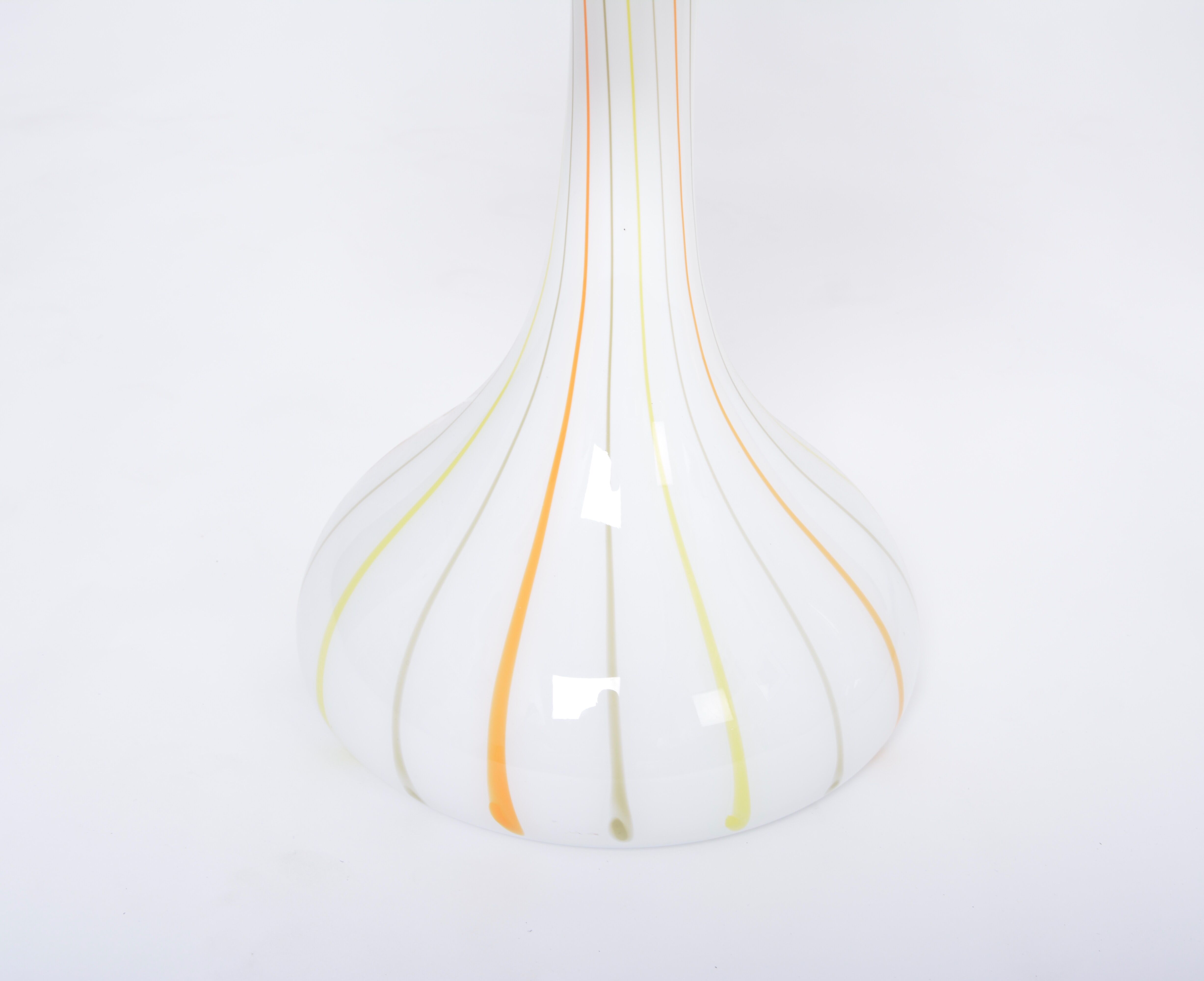 Pair of 1970s tall White Glass Table Lamps model "Candy" by Holmegaard