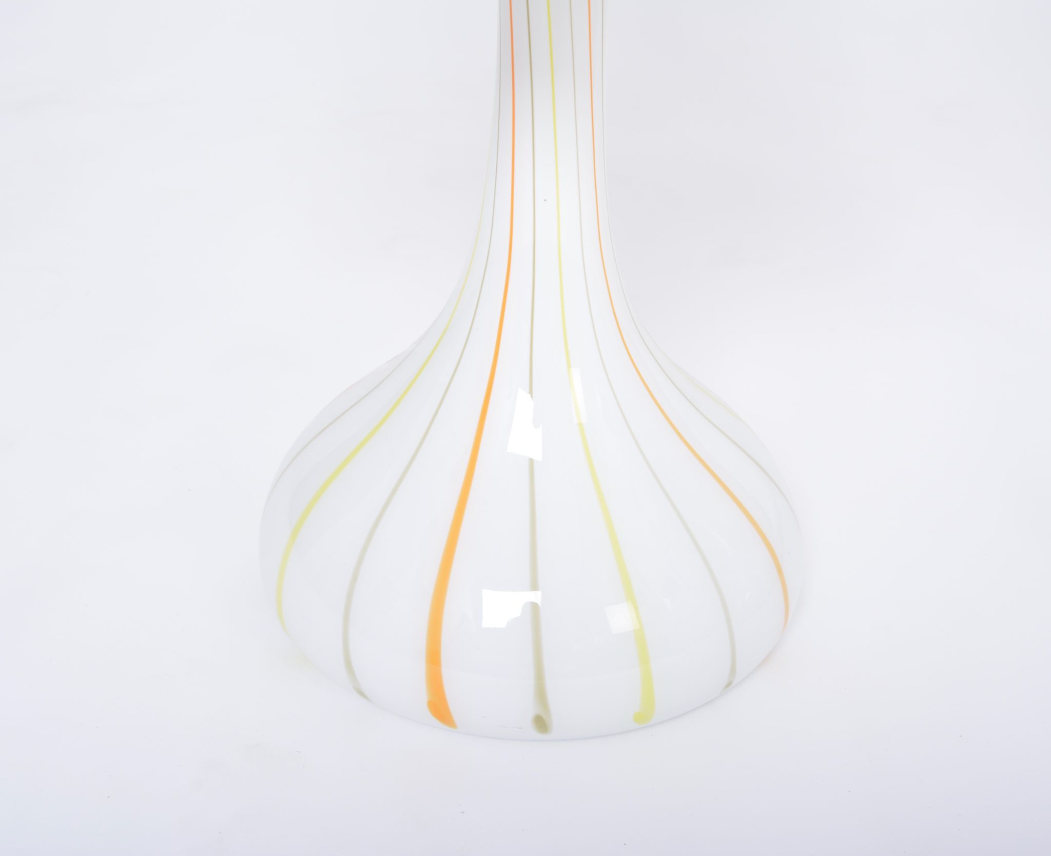 Pair of 1970s tall White Glass Table Lamps model "Candy" by Holmegaard