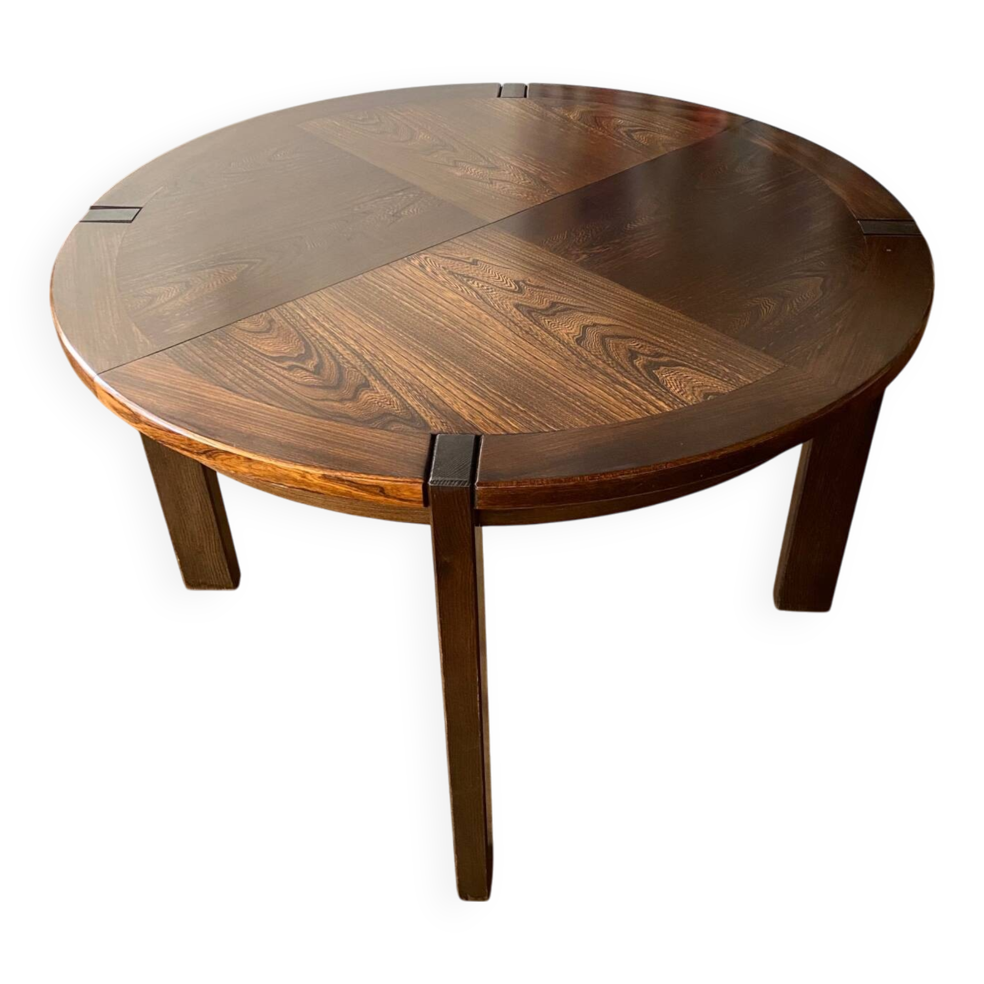 Round table in Scandinavian elm with 2 extensions