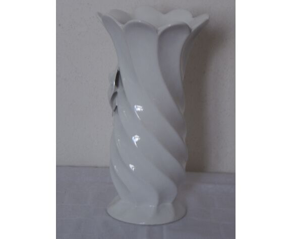White ceramic vase Bassano deco knot | Selency