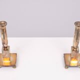 Modernistic silver plated bronze candle sticks Early 20th Century
