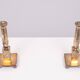 Modernistic silver plated bronze candle sticks Early 20th Century