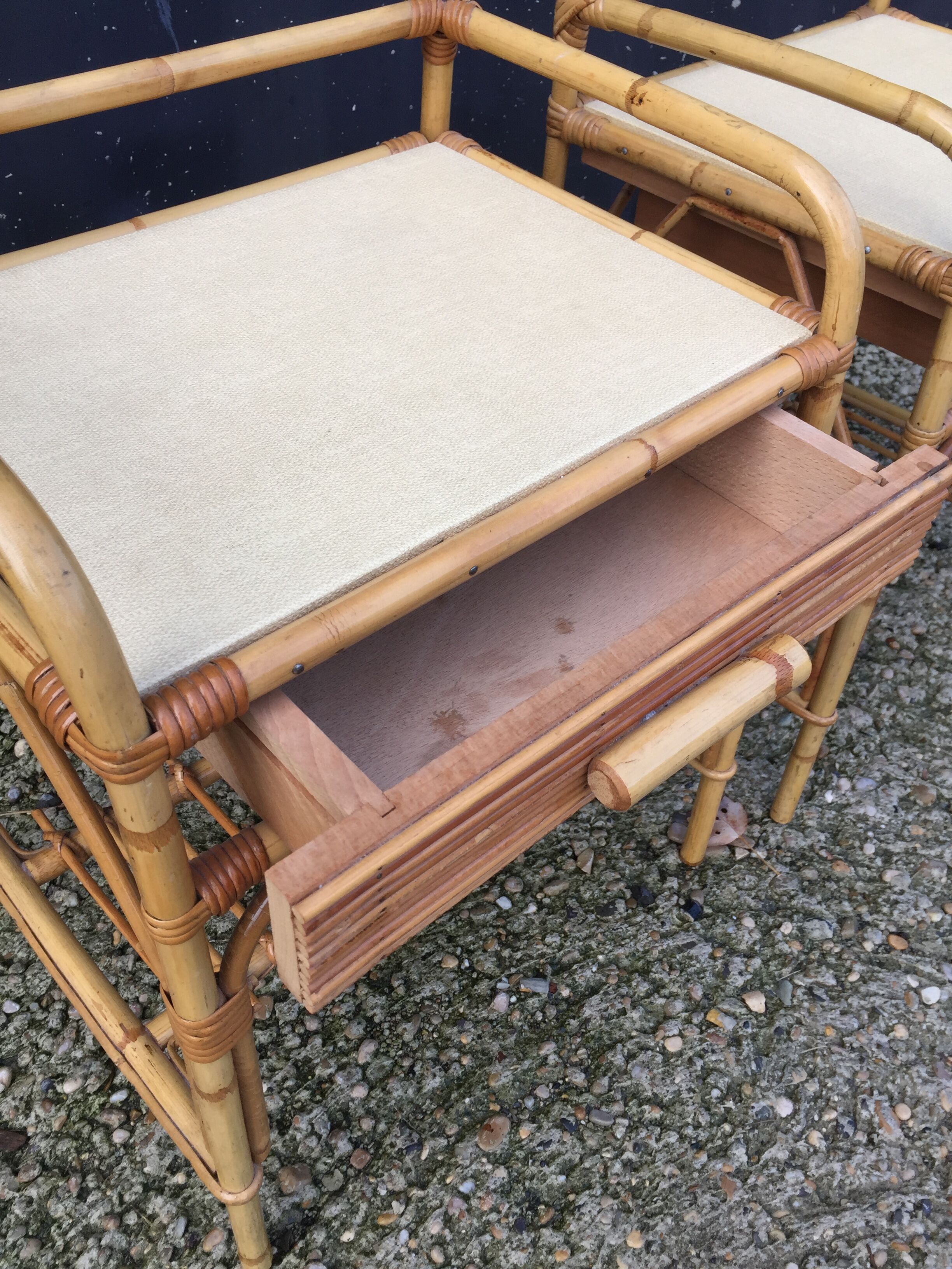 Pair of rattan nightstands 60s