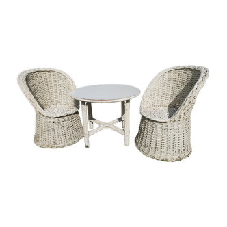 Vintage rattan children's lounge