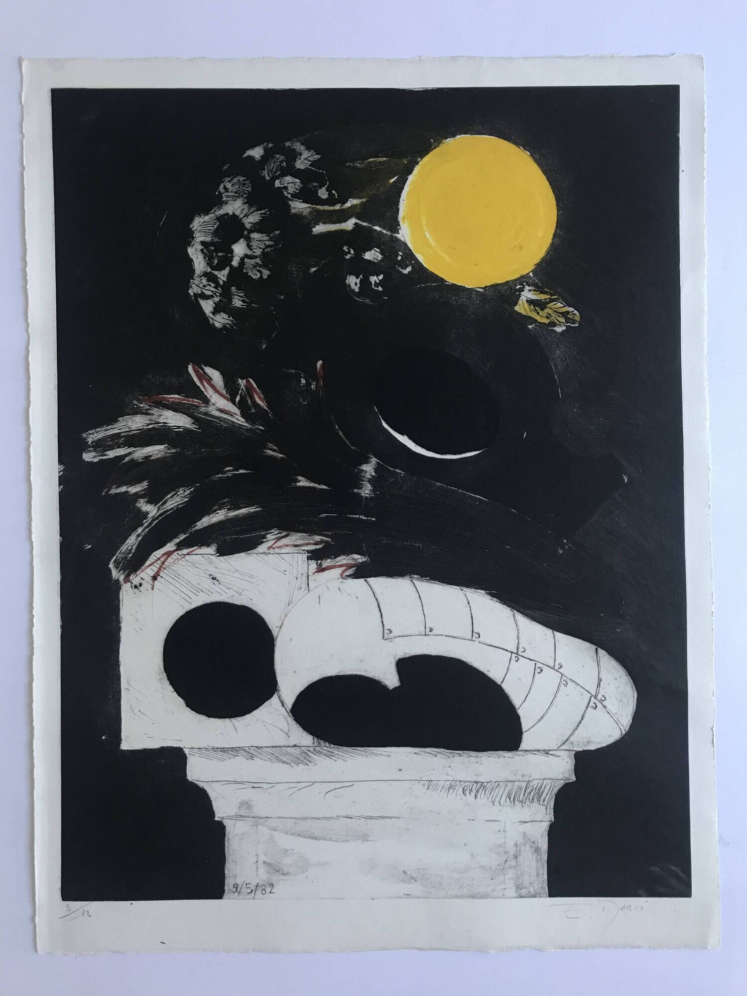 Emile marzé, untitled, 1982. original engraving signed in pencil.