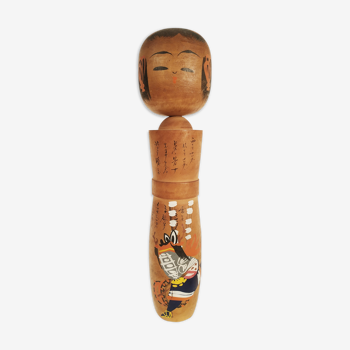 Kokeshi doll - Wood painted decoration musician- circa 1960