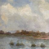 Paysage d’etang signé de 1982