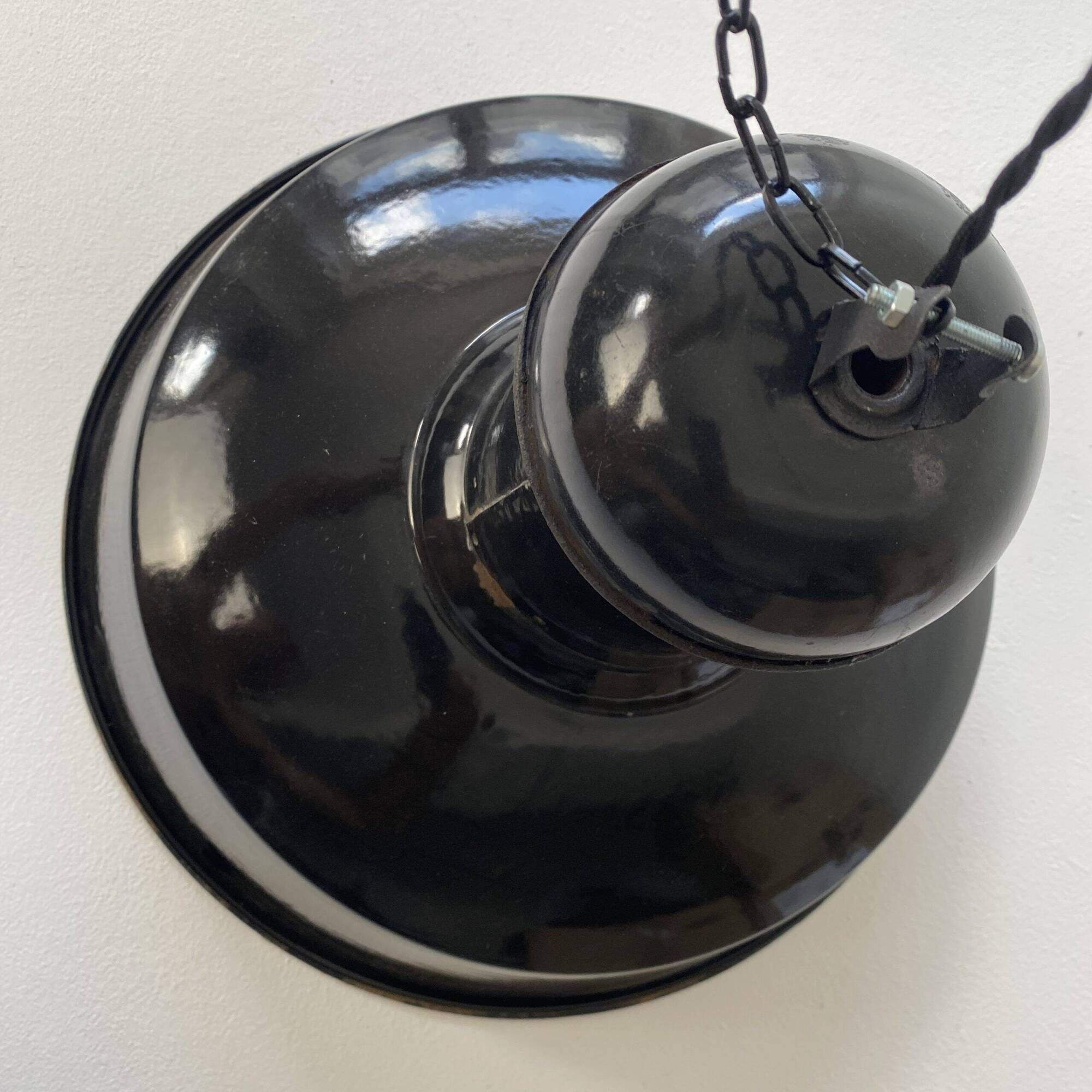 Pair of old industrial suspension lights xxl 40 cm