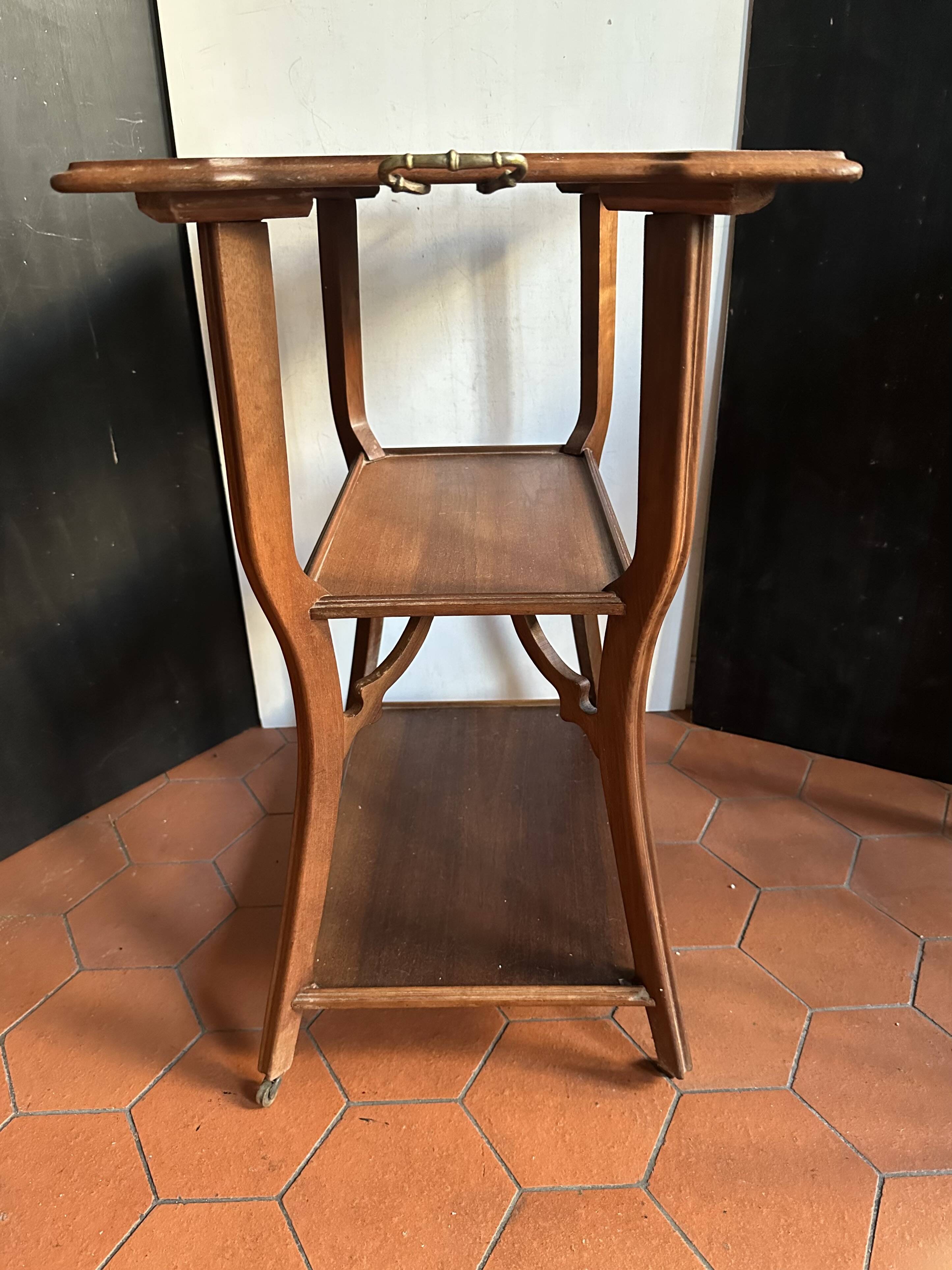 Walnut wheeled dessert trolley, circa 1900