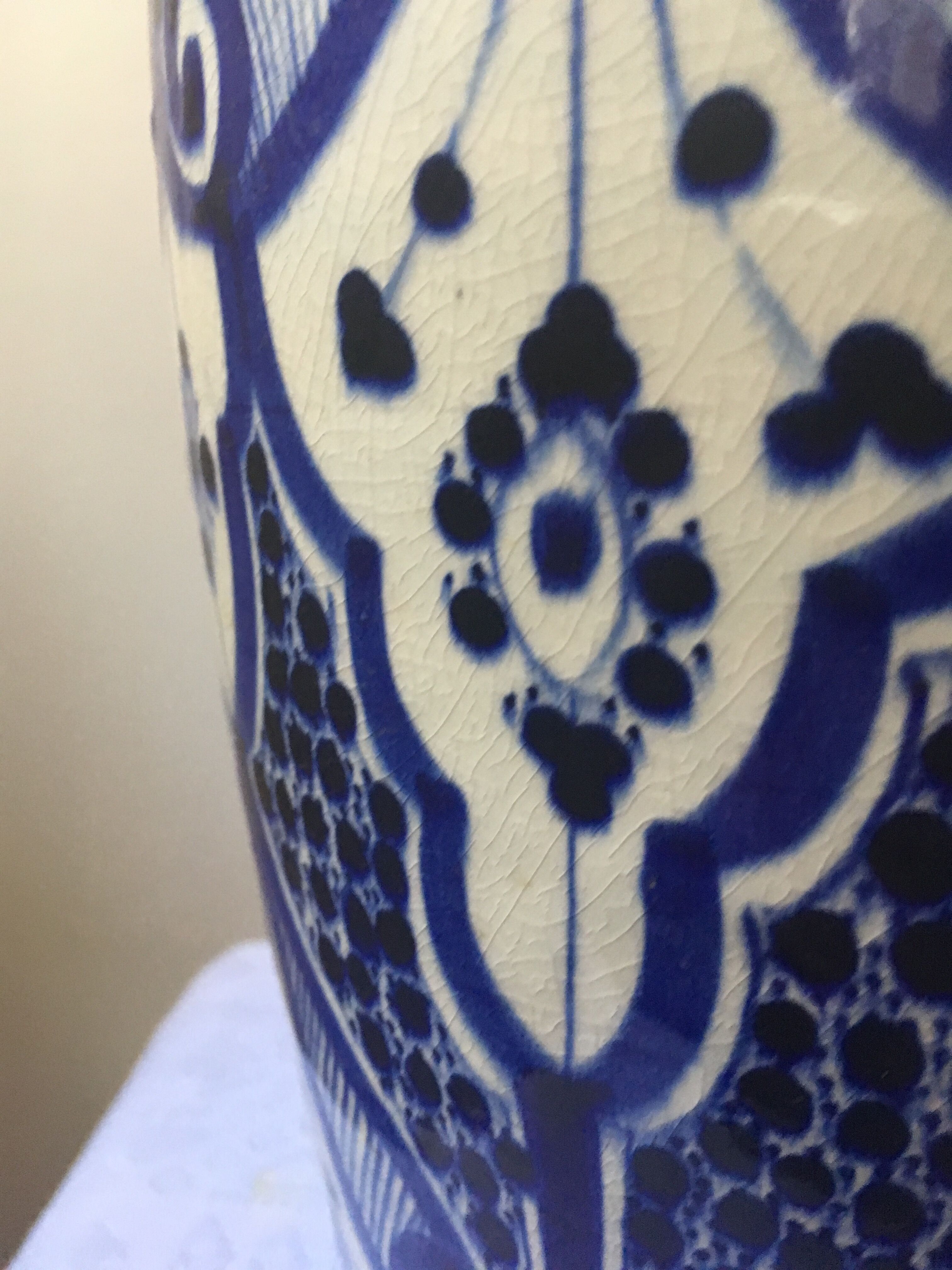 Large blue vase in Moroccan ceramic from Safi