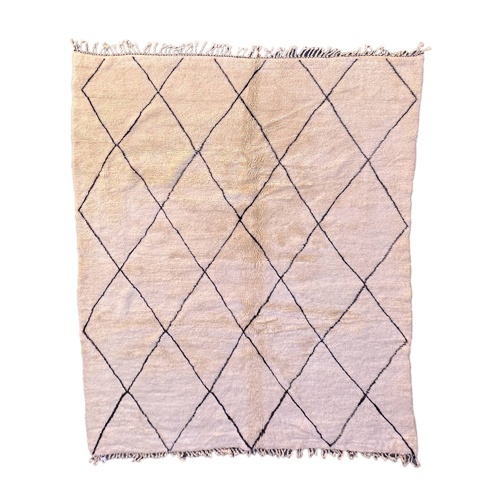 Tapis Marocain Beni M'Rirt blanc - 26 x 304 cm