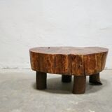 Vintage brutalist coffee table in solid wood