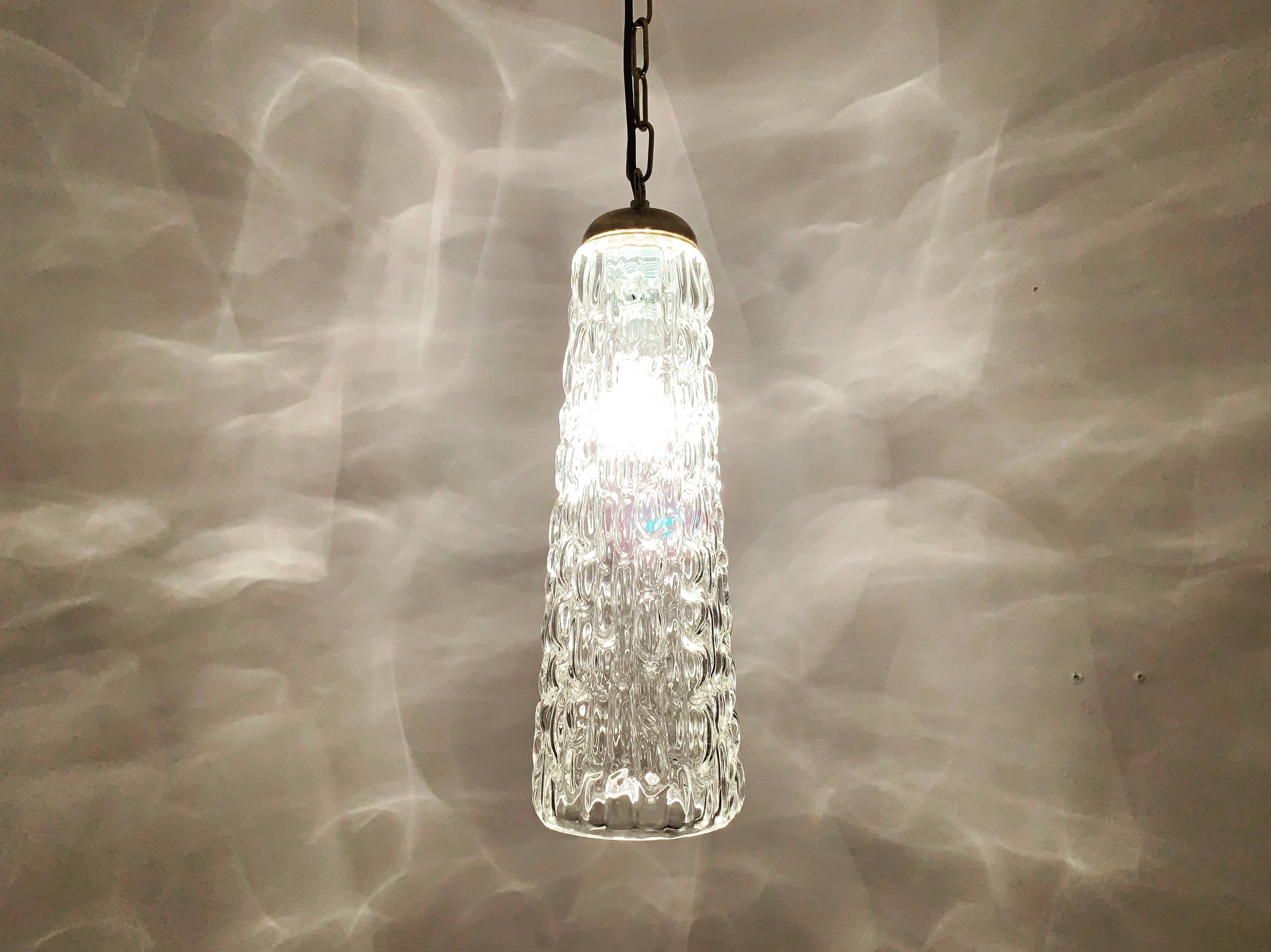 Ensemble de 4 lampes suspendues en verre cristal