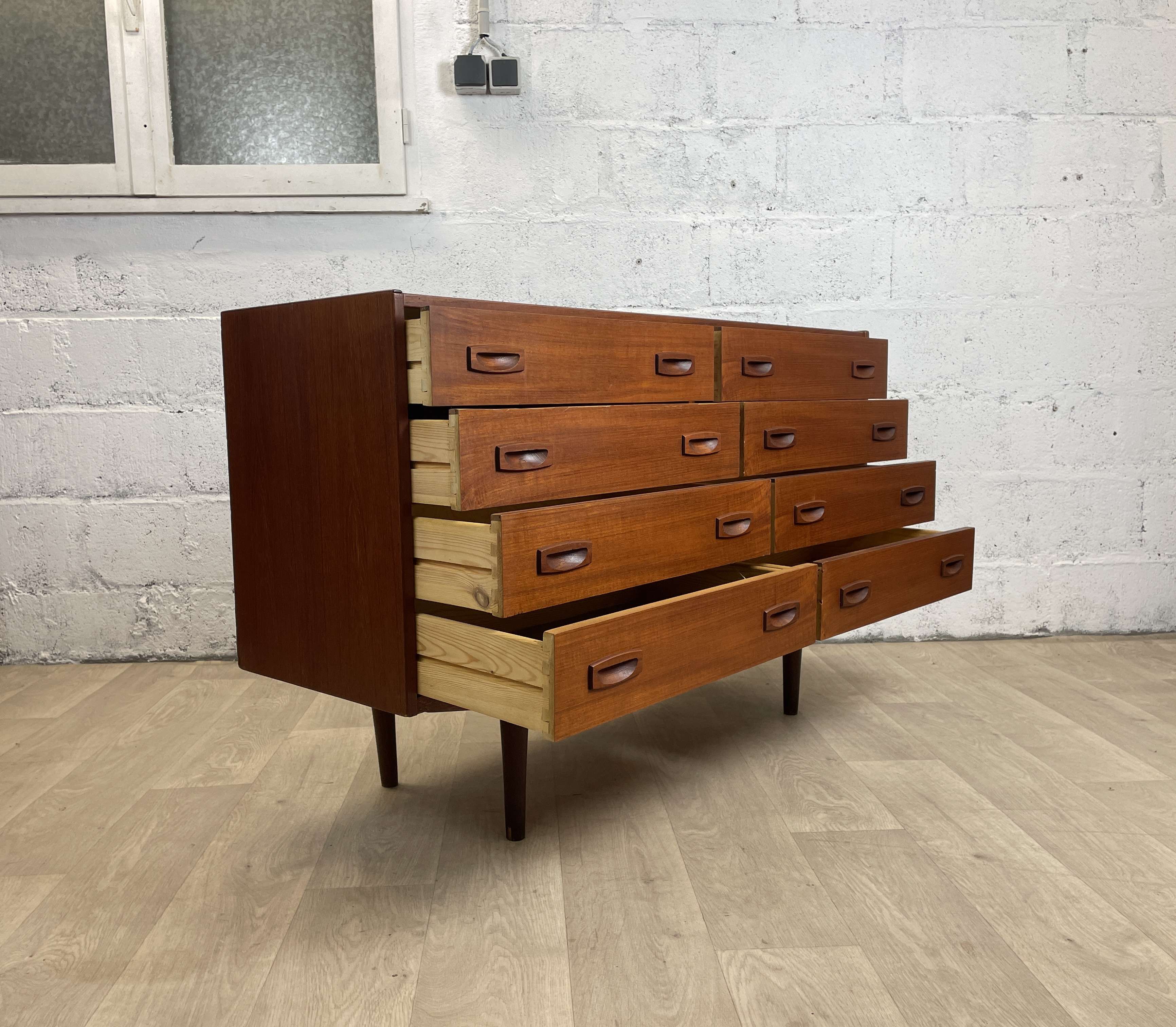 Double vintage Scandinavian teak chest of drawers, 60s