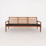 Hans Olsen for Brdr Juul Kristensen, rattan backed sofa, Denmark 1950s