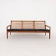 Hans Olsen for Brdr Juul Kristensen, rattan backed sofa, Denmark 1950s