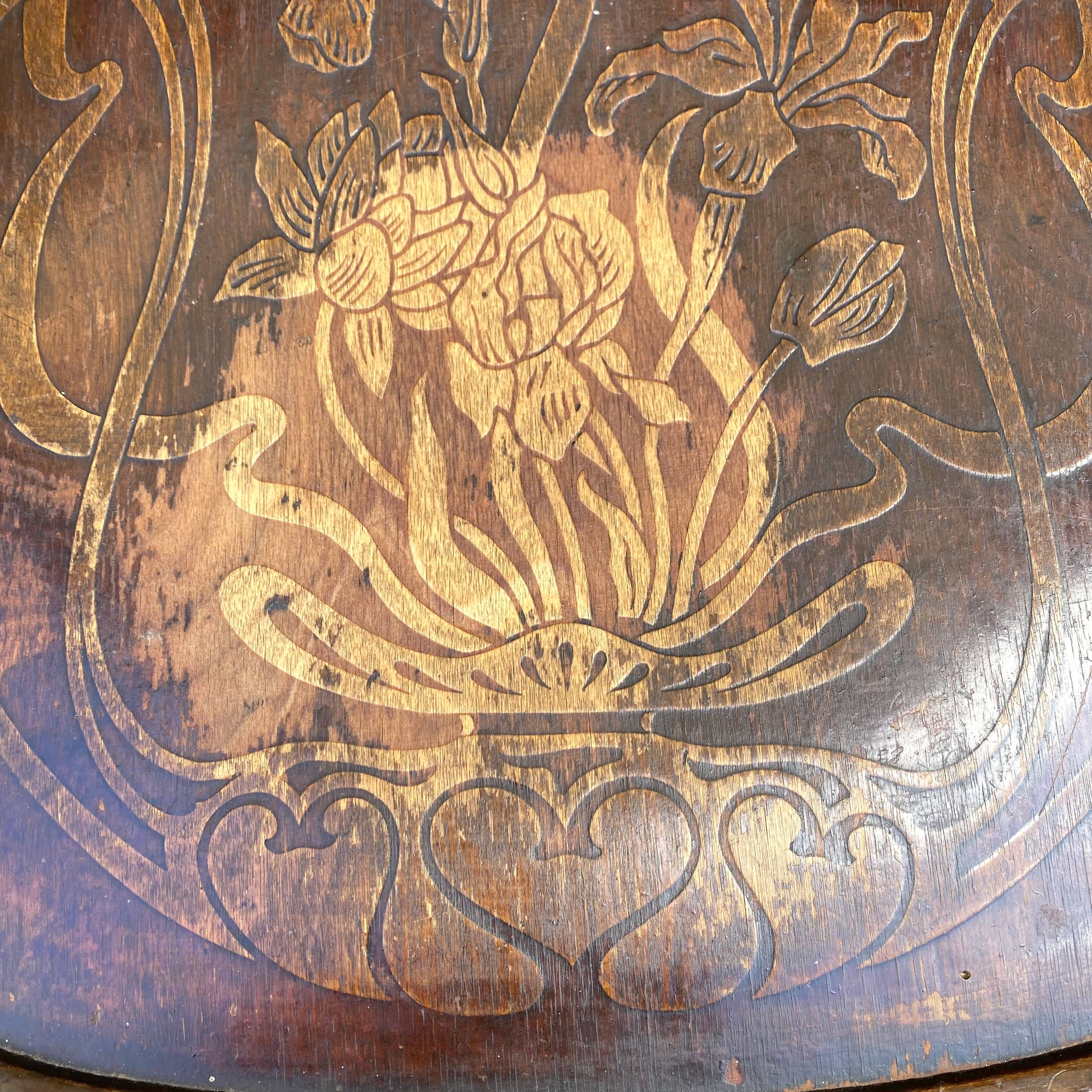 Pair of Thonet bistro chairs with flower decor, art nouveau