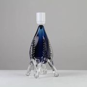 Blue & Crystal Art Glass Table Lamp — Sweden, circa 1955–1965
