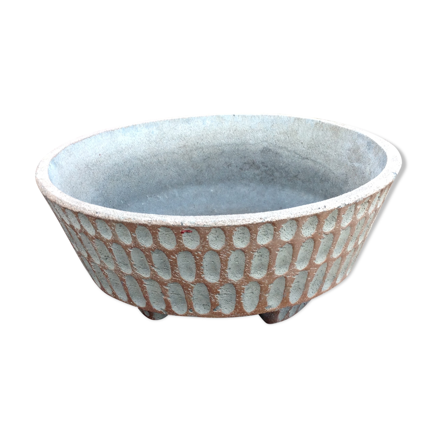 Round planter vintage concrete structured 60, 70s