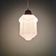 Art Deco Skyscraper Pendant in white opaline, 1920-30