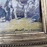 Old painting after A. Delcroix – lively seaside scene, 1841