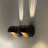 Pair of Brown Gedy Wall Lamps by Makio Hasuike 1970s Italian Design NOS