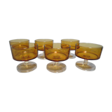 Six amber stemware