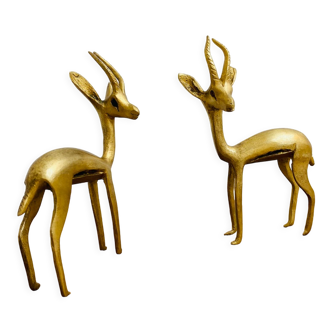 Pair of brass gazelles