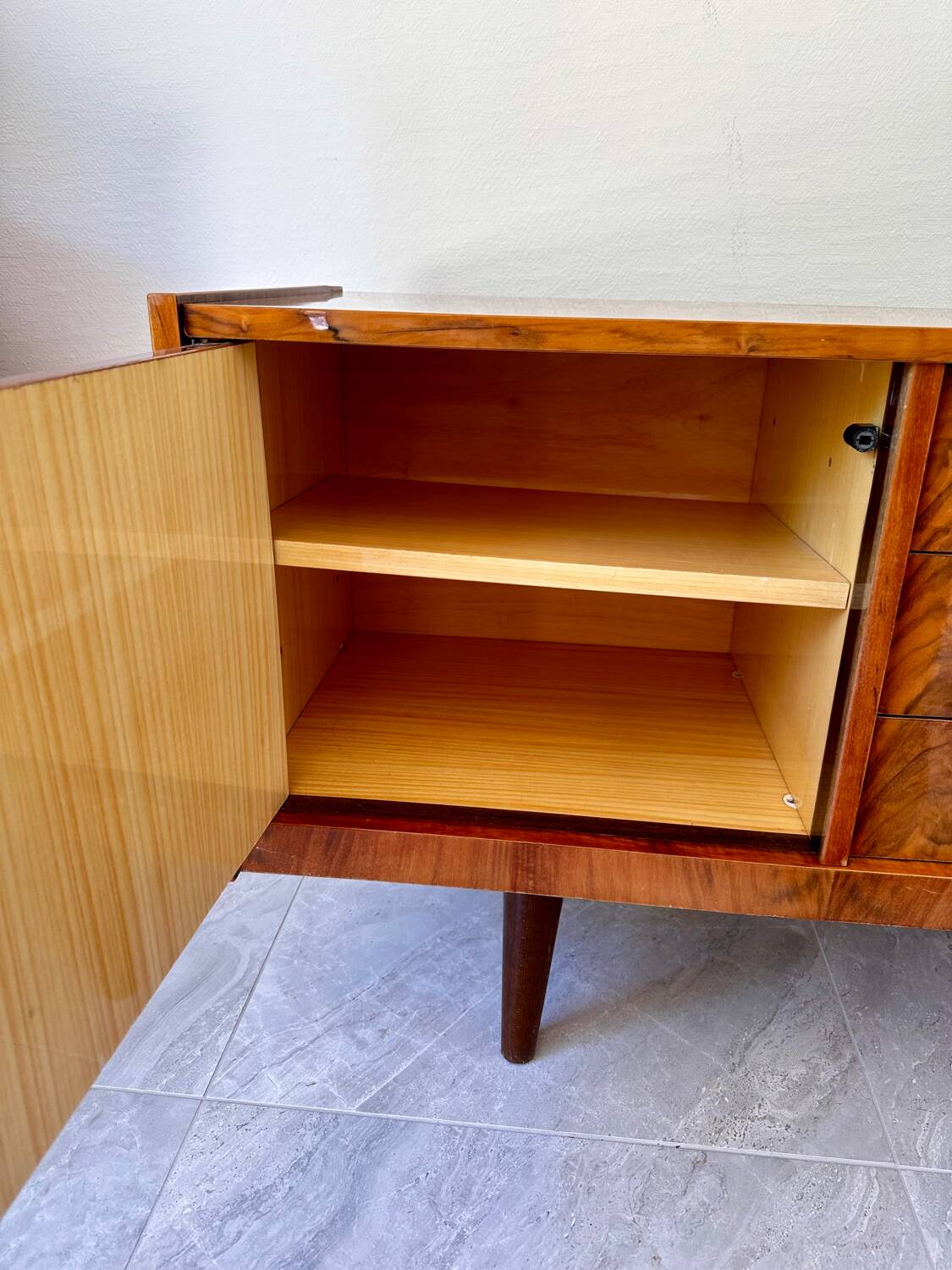 Rosewood sideboard with leather details