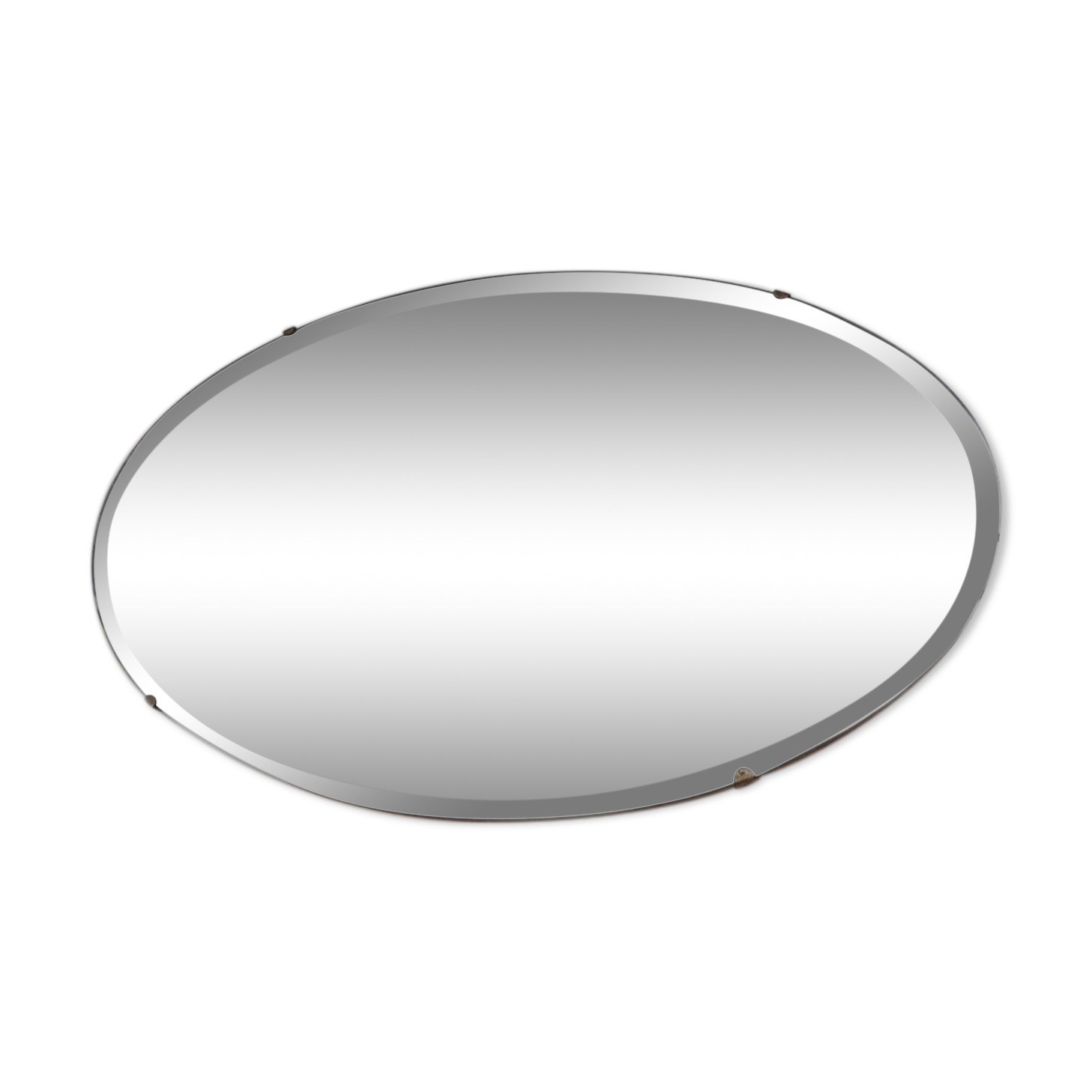 Beveled wall mirror, oval, on wood, with chain Art Deco years 30 40