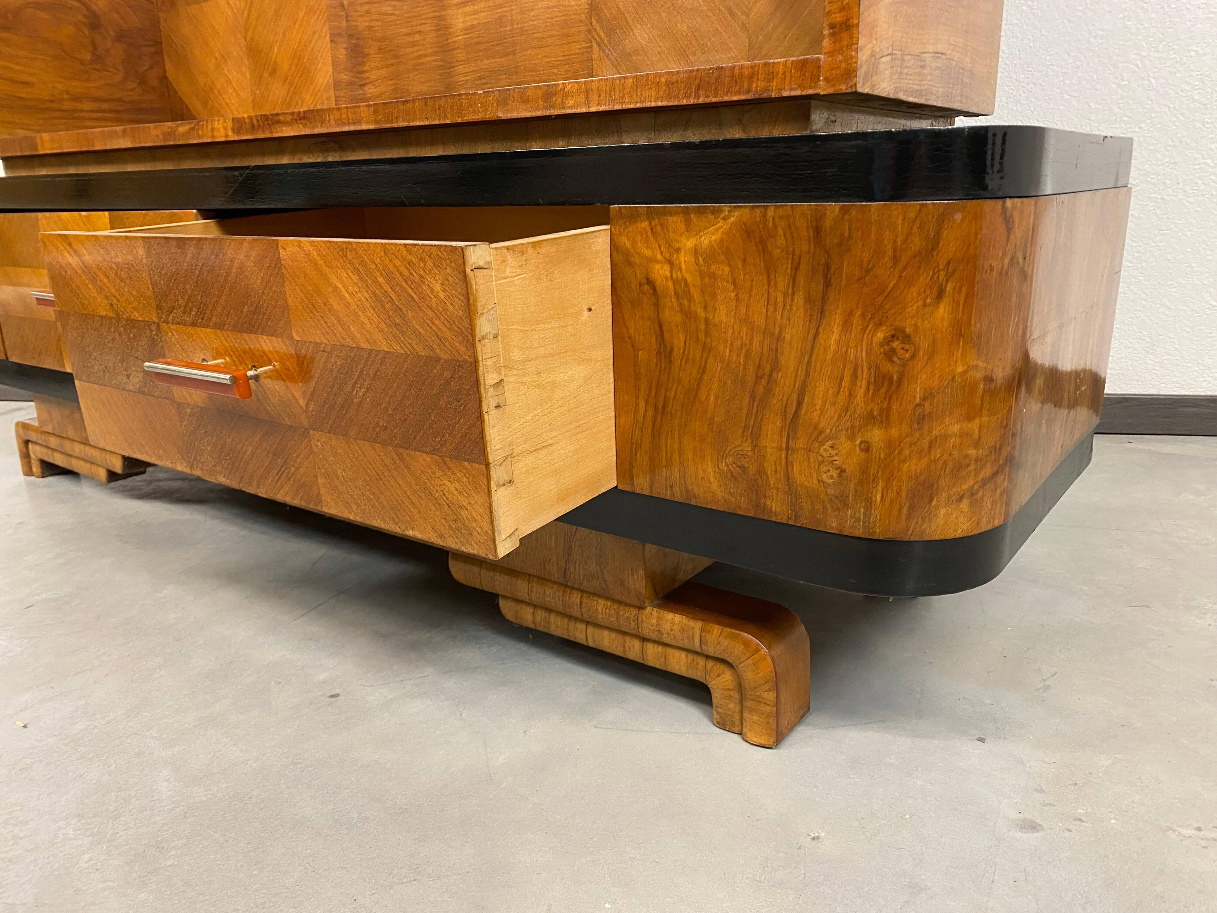 Art Deco display cabinet in walnut
