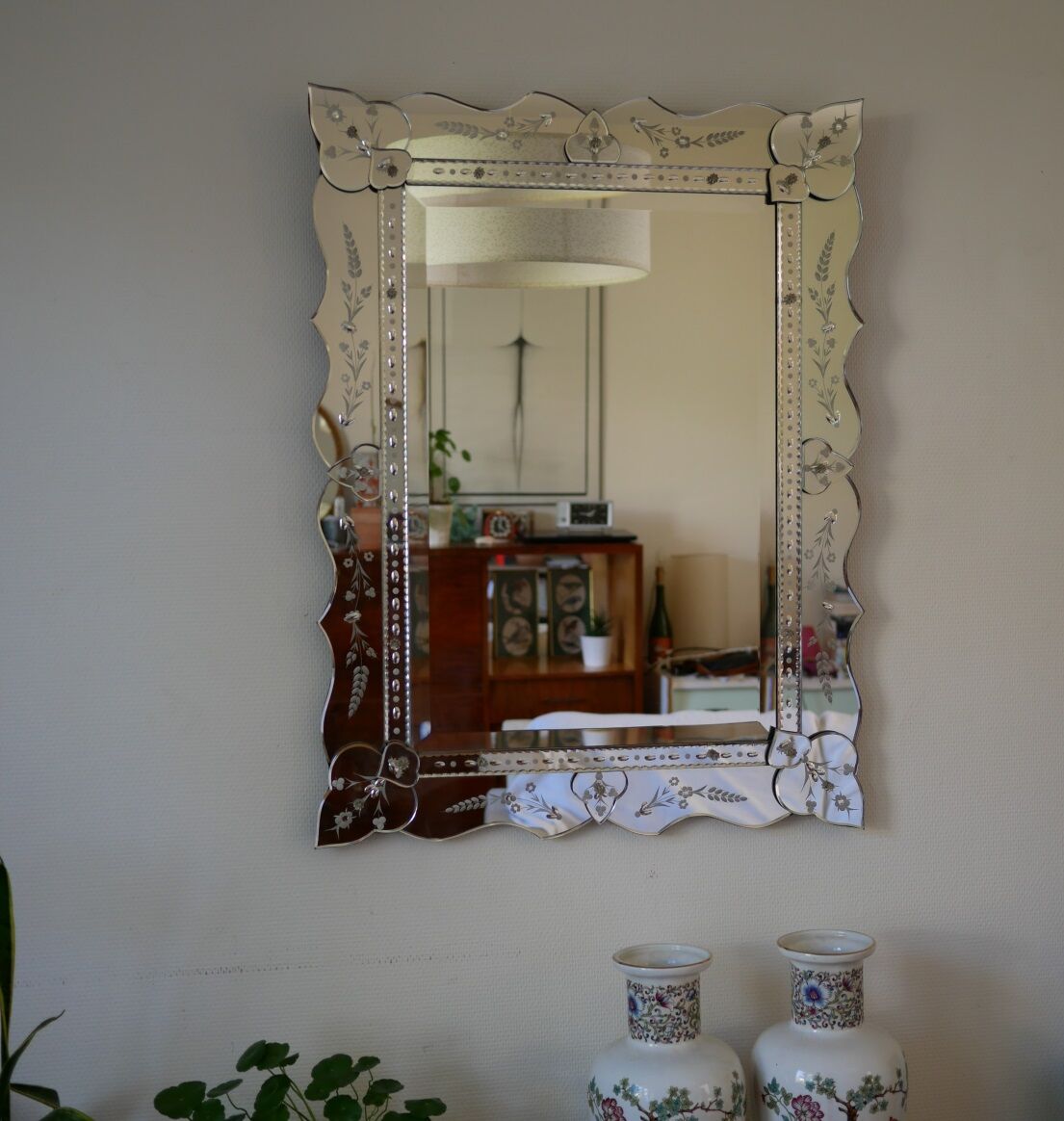 Venetian mirror beveled 87x 65cm, 50 years