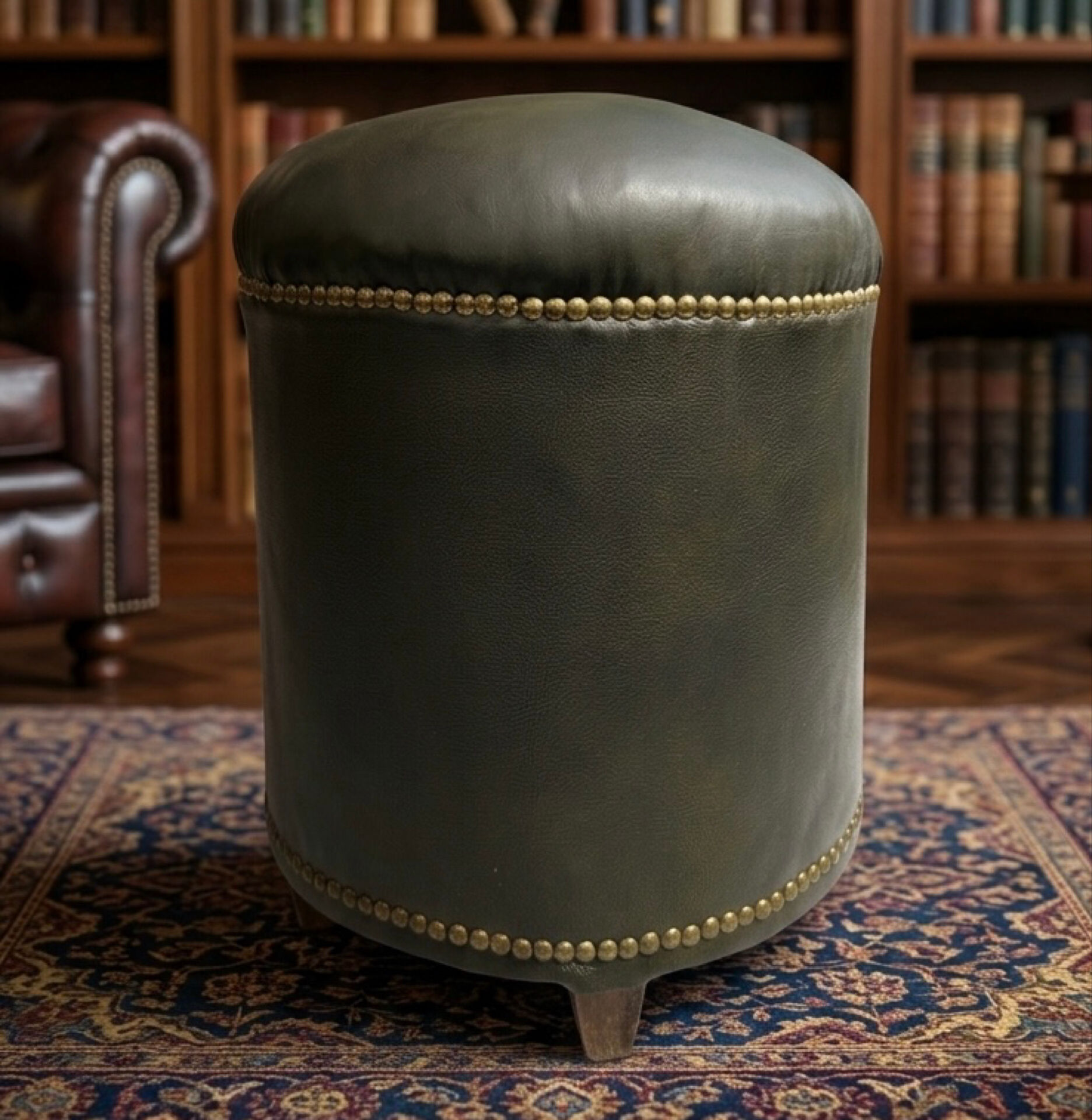 Chesterfield Pouf Stool – Restored 1920 Frame